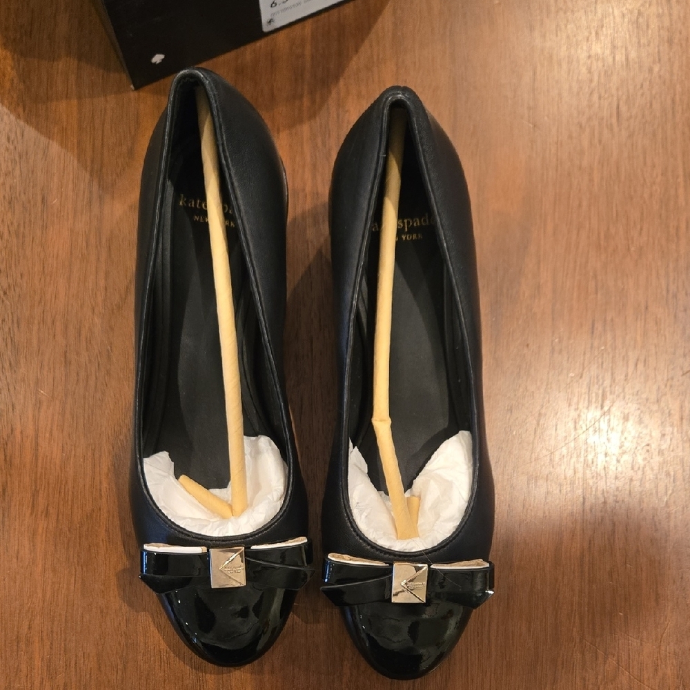 NEW Kate Spade Black Deco Bow Ballet Pumps - Picture 10 of 13